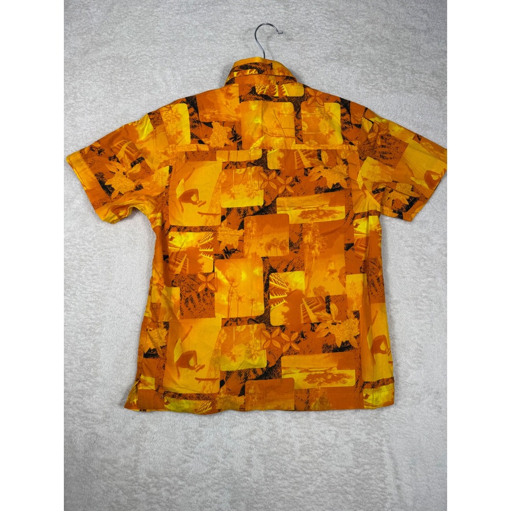 Old Navy Button Down Shirt Boys 8 Orange Good Vintage Skater Surf Graphic Y2K - Picture 6 of 11